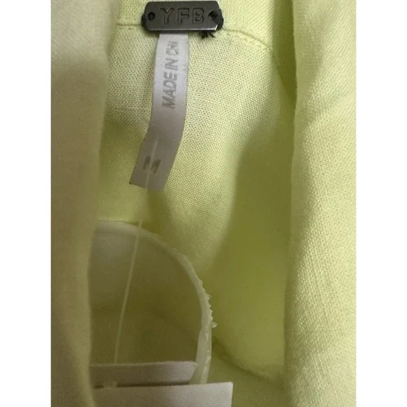 NWT Linen/Rayon Young Fabulous & Broke Lime Yellow Button Down Tunic Dress Sz M - Picture 6 of 7